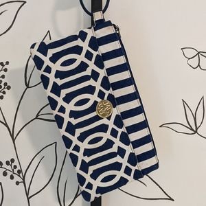 Mud Pie Blue Striped Clutch/Wristlet